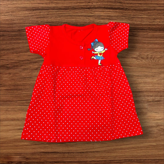 Polka Dot Frock With Cartoon Print