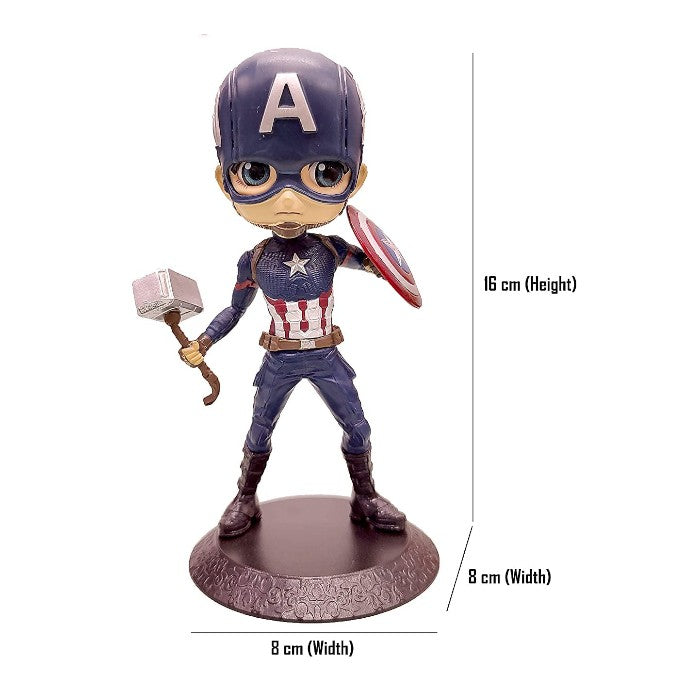 Captain America Action Figure | Marvel Superhero Collectible Toy | Stylish Desk & Car Dashboard Decor Gift for Kids & Fans