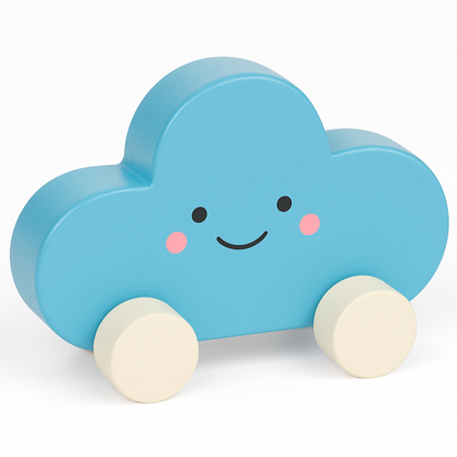 Blue Wooden Cloud Toy | Montessori Baby & Toddler Toy