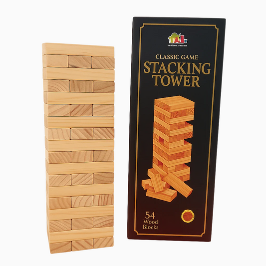 Wooden Stacking Tower Game – 54 Blocks for Family & Party Fun
