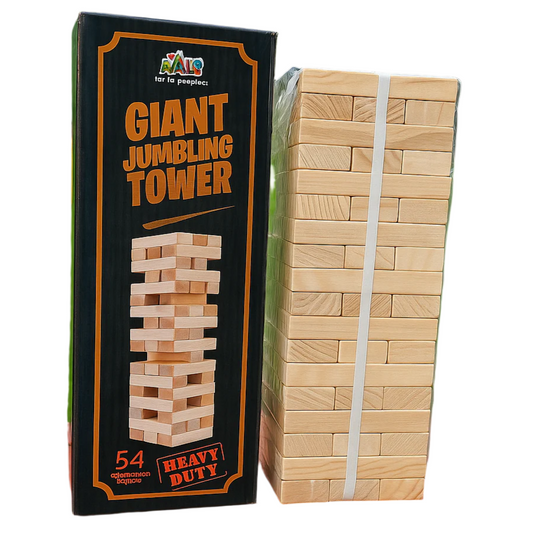 Giant Jumbling Tower Game - 54 Heavy Duty Solid Wood Blocks.