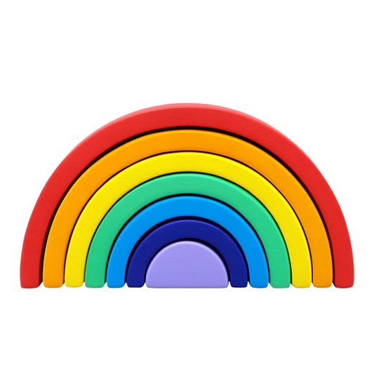 Wooden Rainbow Stacker Toy – Montessori Color Learning & Creative Building