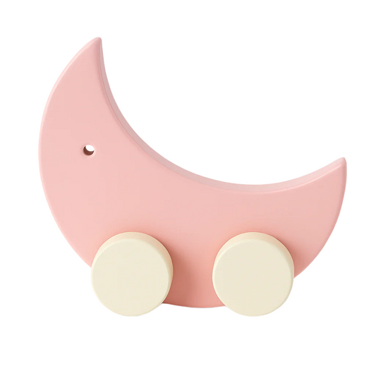 Wooden Moon Push Toy with Wheels – Pink | Montessori Baby & Toddler Toy