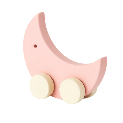 Wooden Moon Push Toy with Wheels – Pink | Montessori Baby & Toddler Toy