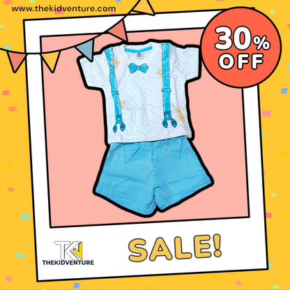 Blue White Printed T-Shirt & Shorts