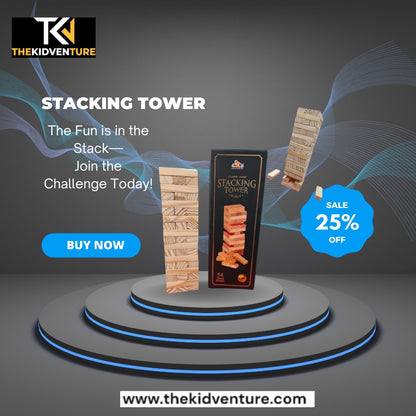 Wooden Stacking Tower Game – 54 Blocks for Family & Party Fun