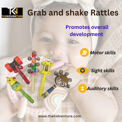 Premium Wooden Baby Rattle Set – Montessori Musical Toys for Babies & Toddlers