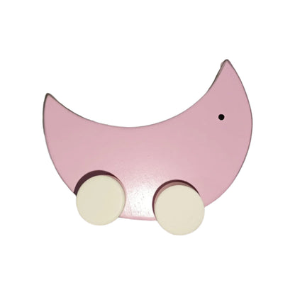 Wooden Moon Push Toy with Wheels – Pink | Montessori Baby & Toddler Toy
