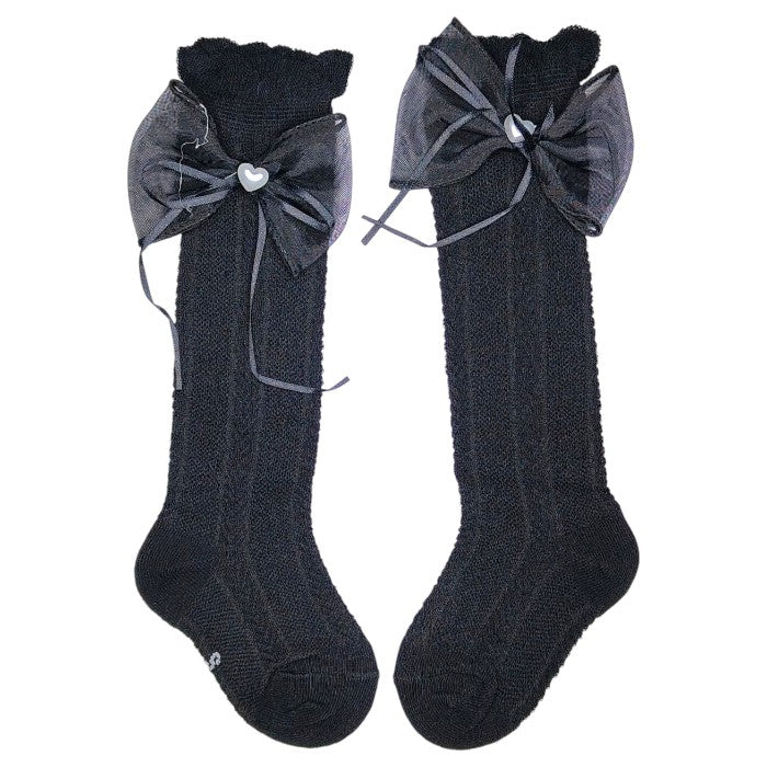 Girls Knee-High Bow Socks | Soft Cotton Dress Socks for Babies & Toddlers | Premium Soft Cotton Party Wear Socks