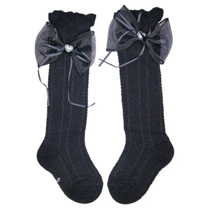 Girls Knee-High Bow Socks | Soft Cotton Dress Socks for Babies & Toddlers | Premium Soft Cotton Party Wear Socks