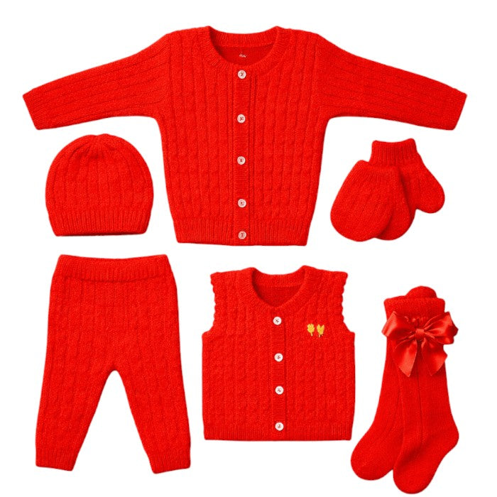 Newborn Winter Knit Combo Set (6-Piece) – Cozy, Soft & Perfect for Christmas