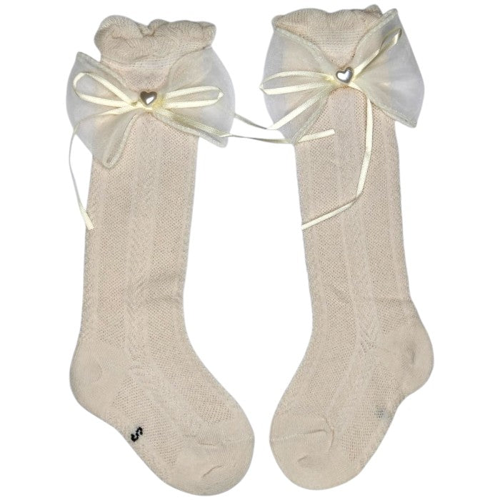 Girls Knee-High Bow Socks | Soft Cotton Dress Socks for Babies & Toddlers | Premium Soft Cotton Party Wear Socks