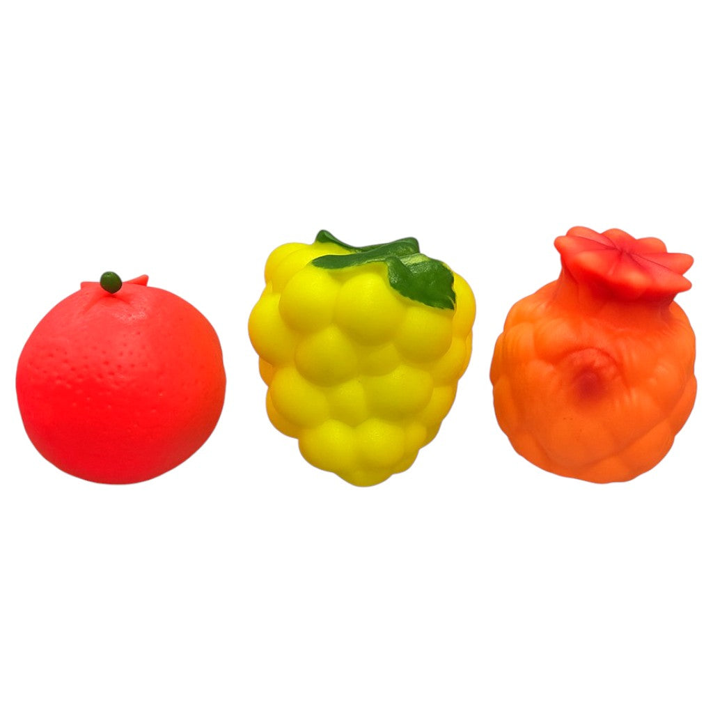 Fruit Squeezy Toys – 3 Pack (Orange, Grapes & Pineapple) | Stress Relief & Kids Play