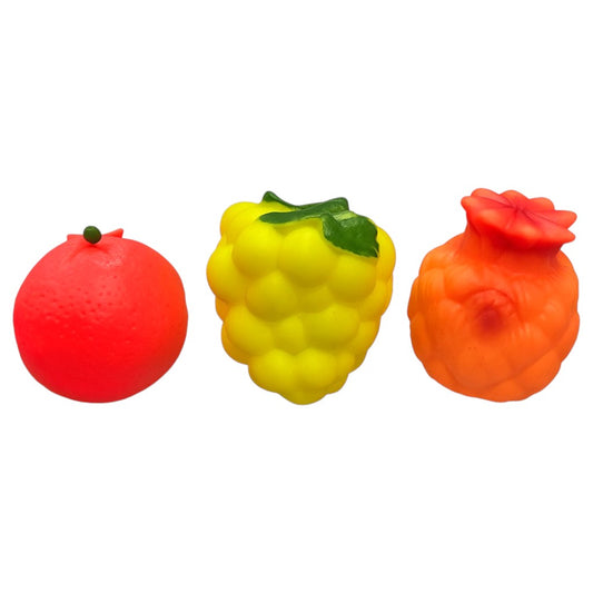 Fruit Squeezy Toys – 3 Pack (Orange, Grapes & Pineapple) | Stress Relief & Kids Play