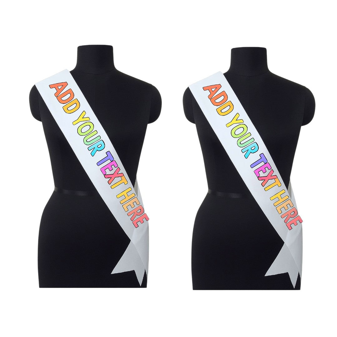 Customizable Satin Sash – Add Your Text | Personalized Party, Wedding, Birthday & Event Sash