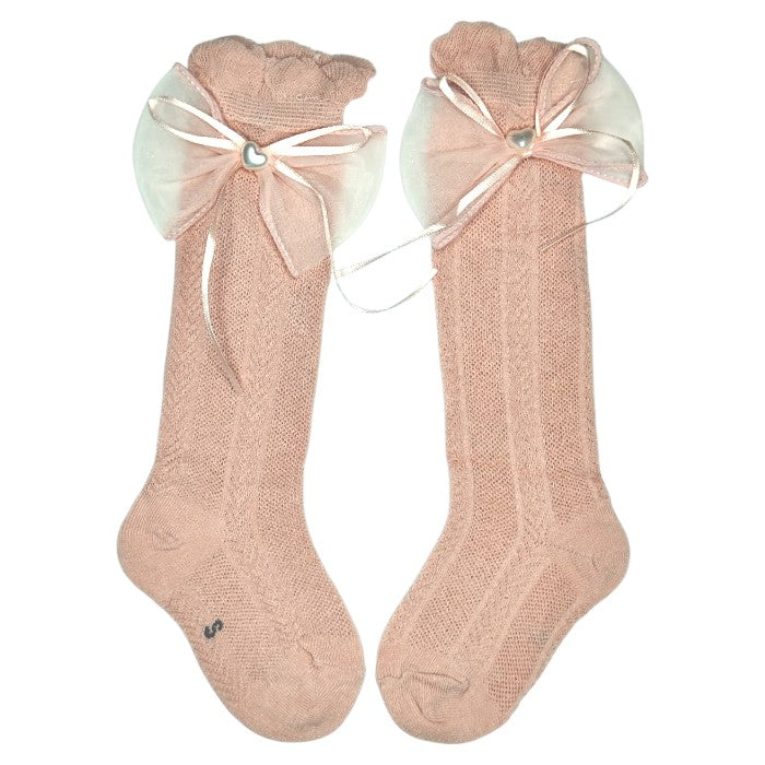 Girls Knee-High Bow Socks | Soft Cotton Dress Socks for Babies & Toddlers | Premium Soft Cotton Party Wear Socks