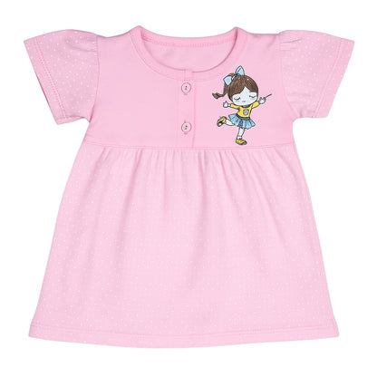 Polka Dot Frock With Cartoon Print