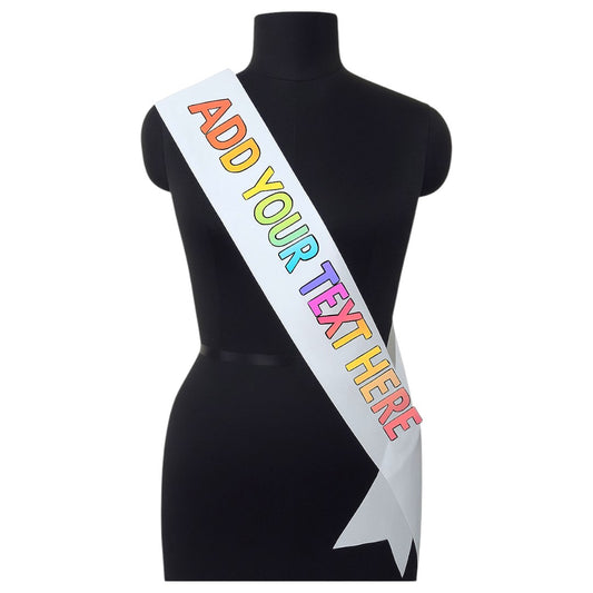 Customizable Satin Sash – Add Your Text | Personalized Party, Wedding, Birthday & Event Sash