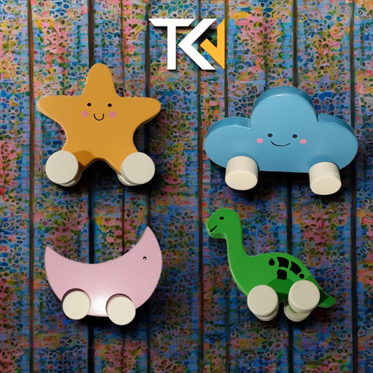 Eco Friendly Wooden Wheeled Toys (Set of 4)