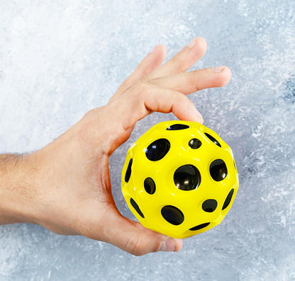 High-Bounce Moon Ball Toy | Colourful Soft Rubber Crater Ball for Kids & Pets | Indoor & Outdoor Fun