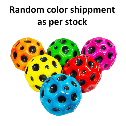 High-Bounce Moon Ball Toy | Colourful Soft Rubber Crater Ball for Kids & Pets | Indoor & Outdoor Fun