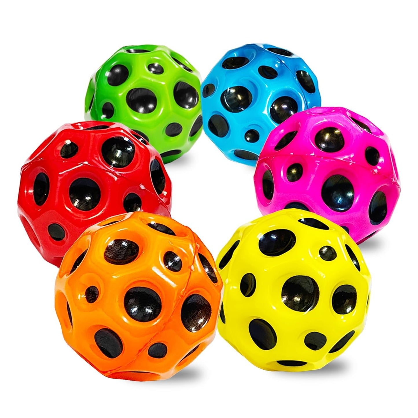 High-Bounce Moon Ball Toy | Colourful Soft Rubber Crater Ball for Kids & Pets | Indoor & Outdoor Fun