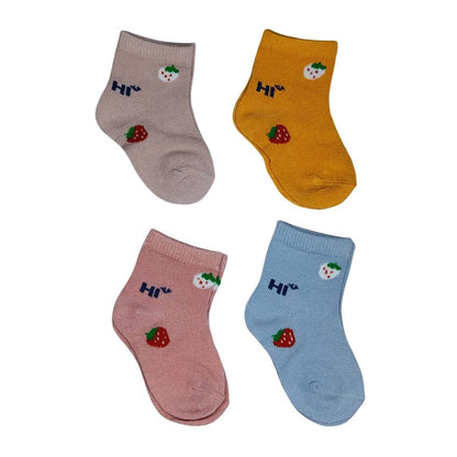 4 Pairs Baby Girl & Baby Boy Socks | Toddlers Infant Ankle Length Cotton Stretch Socks for Winter | Suitable for 0-2 Years & Newborn Baby