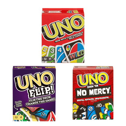 UNO Combo Pack | Classic + UNO Flip! + UNO No Mercy | Ultimate Card Game Set for Family & Party (2-10 Players) Offer Price