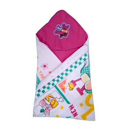 Newborn Baby Combo Gift Set of 5 | Cotton Dress, Swaddle Wrap, Cap, Mittens & Baby Pillow