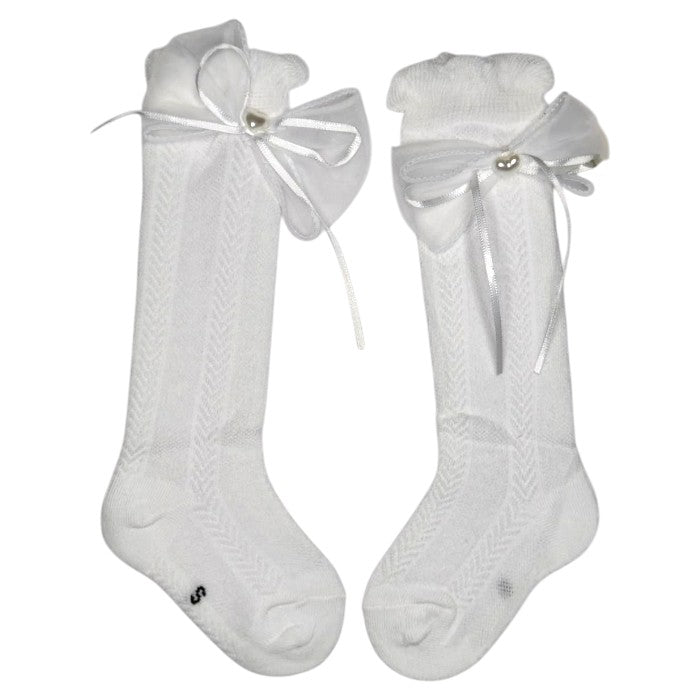 Girls Knee-High Bow Socks | Soft Cotton Dress Socks for Babies & Toddlers | Premium Soft Cotton Party Wear Socks