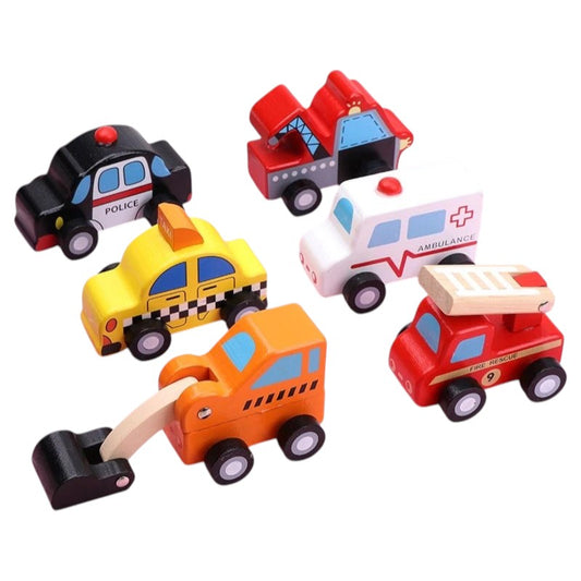 Wooden Toy Vehicles Set of 6 | Montessori Pretend Play