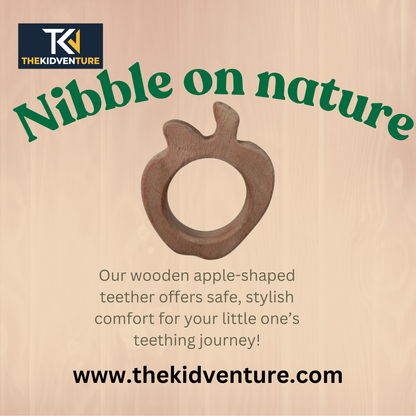 Wooden Teether Apple For Baby Unique Design And Happy Teething